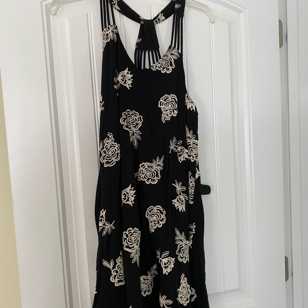 Floral black dress- S